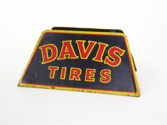 1950s DAVIS TIRES TIN AUTOMOTIVE GARAGE DISPLAY SIGN