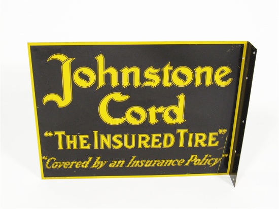 1930S JOHNSTONE CORD TIRES TIN PAINTED FLANGE SIGN