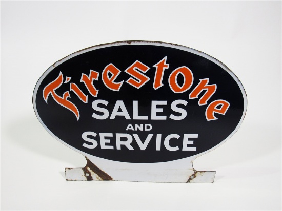 1930S FIRESTONE SALES AND SERVICE PORCELAIN GARAGE MARQUEE SIGN