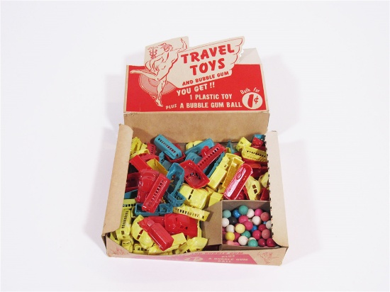 CIRCA 1940S TRAVEL TOYS AND GUMBALLS SERVICE STATION COUNTERTOP DISPLAY