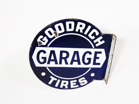 CIRCA LATE 1920S-EARLY 30S GOODRICH TIRES GARAGE PORCELAIN FLANGE SIGN