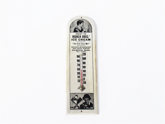 LATE 1920S-EARLY 30S HOOKER BROTHERS ICE CREAM WOODEN THERMOMETER