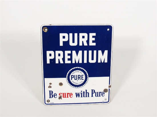 1948 PURE OIL PURE PREMIUM PORCELAIN PUMP PLATE SIGN