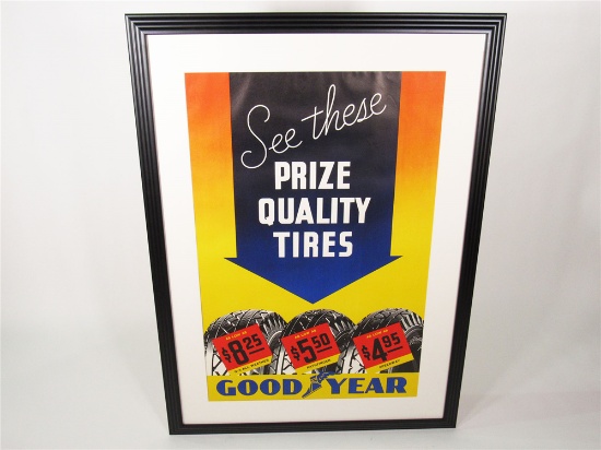 1930S GOODYEAR PRIZE QUALITY TIRES FILLING STATION DISPLAY POSTER