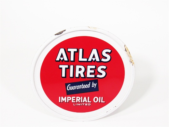 1930S ATLAS TIRES BY IMPERIAL OIL (STANDARD) PORCELAIN TIRE DISPLAY INSERT SIGN