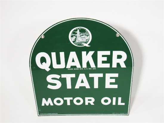 VINTAGE QUAKER STATE MOTOR OIL TIN AUTOMOTIVE GARAGE SIGN