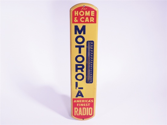 CIRCA 1940S-50S MOTOROLA RADIO OVERSIZED TIN GARAGE THERMOMETER
