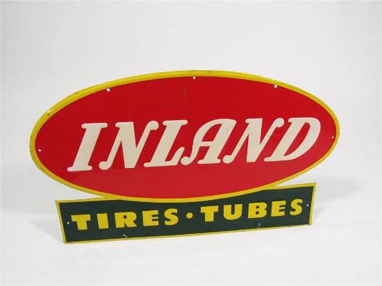 1950S INLAND TIRES-TUBES EMBOSSED TIN GARAGE SIGN