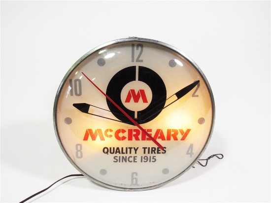 1961 MCCREARY TIRES LIGHT-UP GARAGE CLOCK