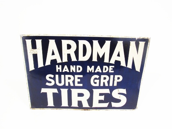 1920S HARDMAN HAND MADE SURE GRIP TIRES EMBOSSED TIN SIGN