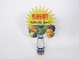 CIRCA 1950S MISSION ORANGE SODA OF CALIFORNIA BOTTLE TOPPER CARDBOARD DISPLAY PIECE