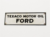 LATE 1920S TEXACO FORD MOTOR OIL PORCELAIN LUBESTER PLATE SIGN
