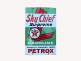 1960S TEXACO OIL SKY CHIEF GASOLINE PORCELAIN PUMP-PLATE SIGN