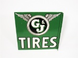 1930S G&J TIRES OVERSIZED TIN AUTOMOTIVE GARAGE FLANGE