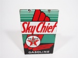 1947 TEXACO SKY CHIEF GASOLINE PORCELAIN PUMP PLATE SIGN