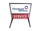 1960S-70S UNITED DELCO SERVICE GM DEALERSHIP TIN CURB SIGN
