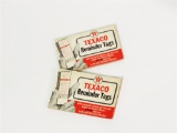 TWO 1960S TEXACO OIL SERVICE DEPARTMENT VEHICLE REMINDER TAGS