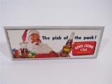 LATE 1940S-EARLY 50S ROYAL CROWN COLA CARDBOARD TROLLEY SIGN WITH SANTA MOTIF