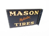 LATE 1920S-EARLY 30S MASON HYLASTIC TIRES TIN LITHOGRAPHY FILLING STATION FLANGE SIGN