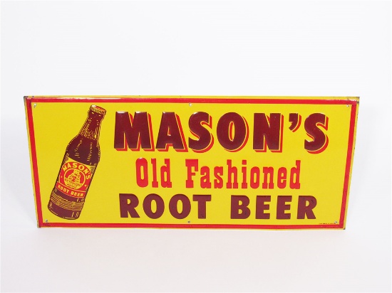 CIRCA LATE 1940S MASONS OLD FASHIONED ROOT BEER EMBOSSED TIN SIGN