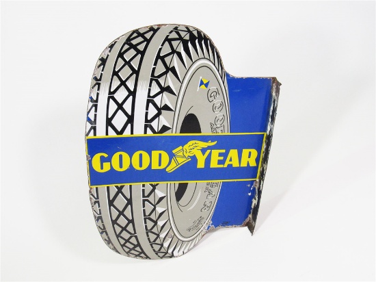 OVERSIZED CIRCA LATE 1930S GOODYEAR TIRES PORCELAIN GARAGE FLANGE