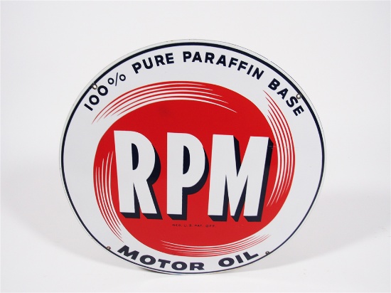 EARLY 1950S RPM MOTOR OIL PORCELAIN SERVICE STATION SIGN