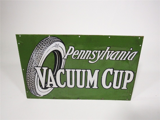 LATE TEENS-EARLY 20S PENNSYLVANIA VACUUM CUP TIRES PORCELAIN AUTOMOTIVE GARAGE SIGN