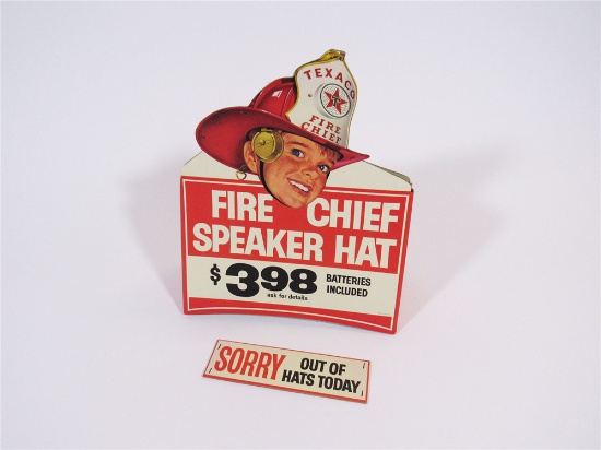 1964 TEXACO OIL FIRE CHIEF HELMET STORE DISPLAY CARDBOARD