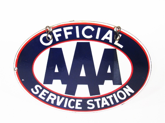 CIRCA 1950S AAA OFFICIAL SERVICE STATION PORCELAIN GARAGE SIGN