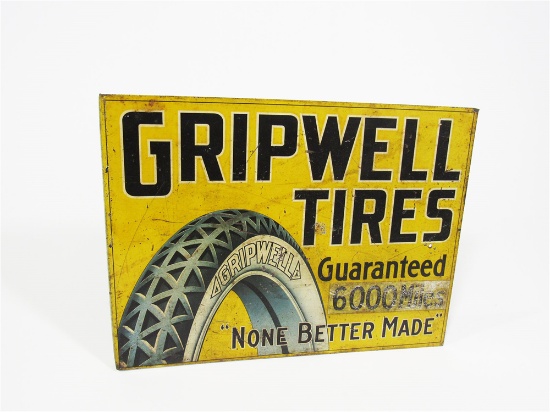 1920S GRIPWELL TIRES TIN LITHO GARAGE FLANGE