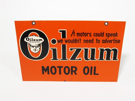 1949 OILZUM MOTOR OIL TIN FILLING STATION SIGN