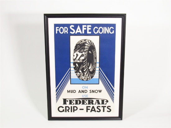 1930S FEDERAL GRIP-FASTS TIRES FILLING STATION DISPLAY POSTER