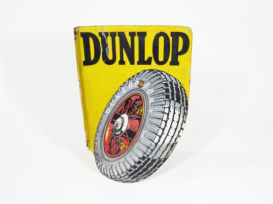 EARLY 1930S DUNLOP TIRES PORCELAIN GARAGE FLANGE