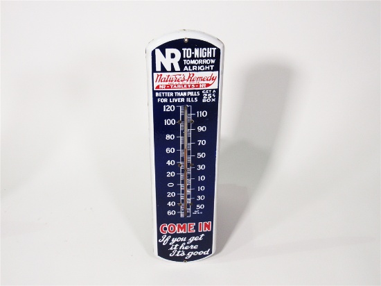 1930S NATURES REMEDY PORCELAIN GENERAL STORE THERMOMETER