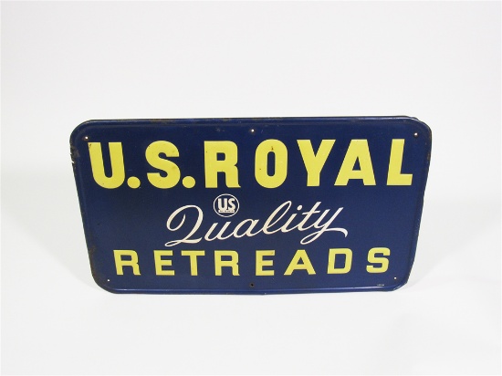 1959 U.S. ROYAL QUALITY RETREADS EMBOSSED TIN GARAGE SIGN