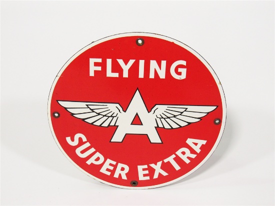 CIRCA 1940S-50S FLYING A GASOLINE PORCELAIN PUMP PLATE SIGN