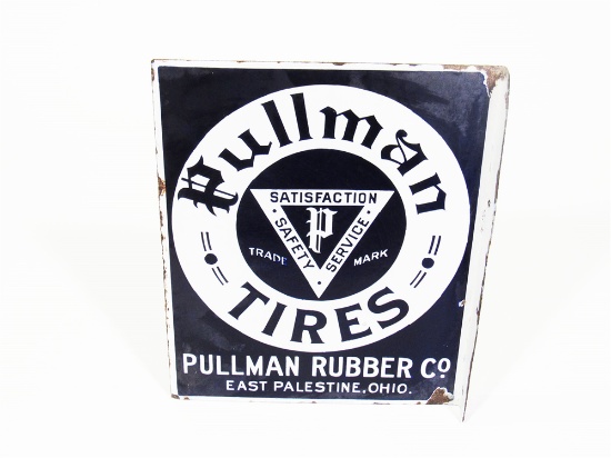 1930S PULLMAN TIRES PORCELAIN AUTOMOTIVE GARAGE FLANGE