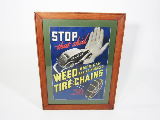 LATE 1930S WEED TIRE CHAINS SERVICE STATION CARDBOARD SIGN