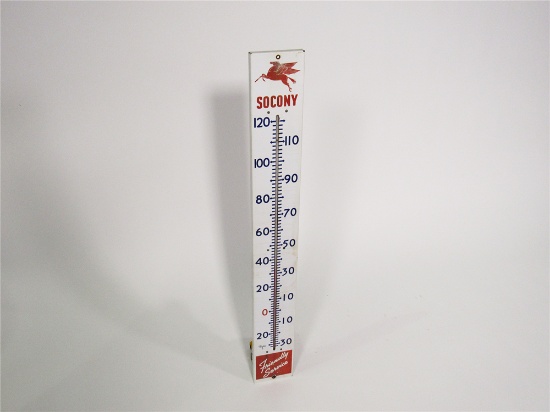 NDING 1930S SOCONY MOBIL OIL PORCELAIN SERVICE STATION THERMOMETER