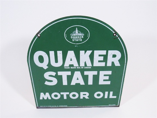 VINTAGE QUAKER STATE MOTOR OIL TIN SERVICE STATION SIGN