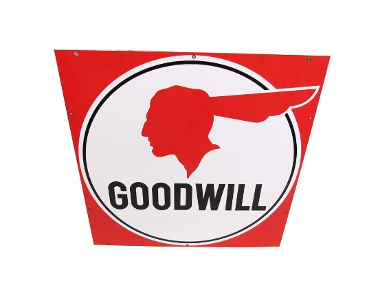 LATE 1950S-EARLY 60S PONTIAC GOODWILL USED CARS PORCELAIN DEALERSHIP SIGN