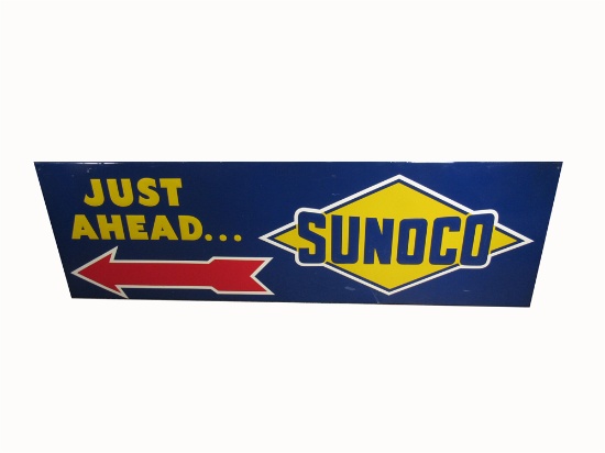 EARLY 1960S SUNOCO TIN WITH SERVICE STATION SIGN