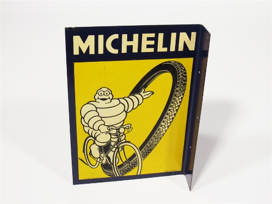 CIRCA 1950S MICHELIN BICYCLE TIRES TIN GARAGE FLANGE