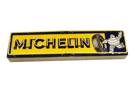 1950S MICHELIN TIRES PORCELAIN GARAGE SIGN WITH NEON