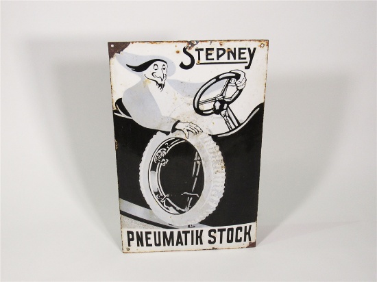 1915 STEPNEY PNEAUMATIK STOCK PORCELAIN GARAGE SIGN