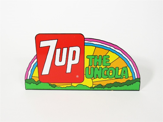 CIRCA LATE 1960S 7UP TIN SIGN WITH FLANGED BOTTOM