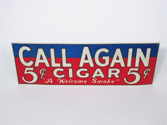 CIRCA 1930S-40S 5-CENT CIGAR EMBOSSED TIN GENERAL STORE SIGN