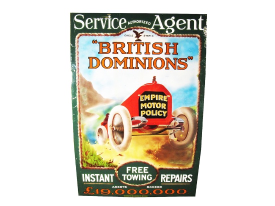 1920S BRITISH DOMINIONS AUTHORIZED SERVICE AGENT GARAGE SIGN