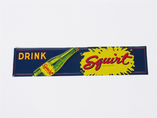 1958 SQUIRT SODA EMBOSSED TIN SIGN