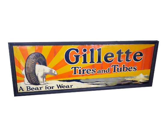 1930S GILLETTE TIRES AND TUBES TIN AUTOMOTIVE GARAGE SIGN